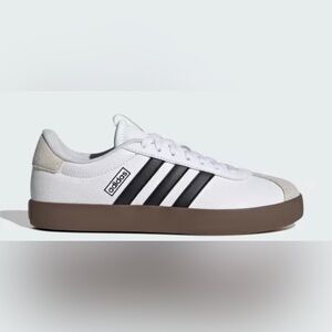 Adidas VL COURT 3.0 White and Black Sneakers with Brown Sole